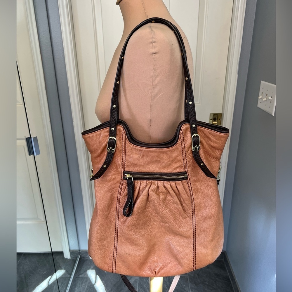 The Sak Tan Brown Leather Hobo Crossbody Shoulder Bag Bohemian Hippie - Picture 5 of 16